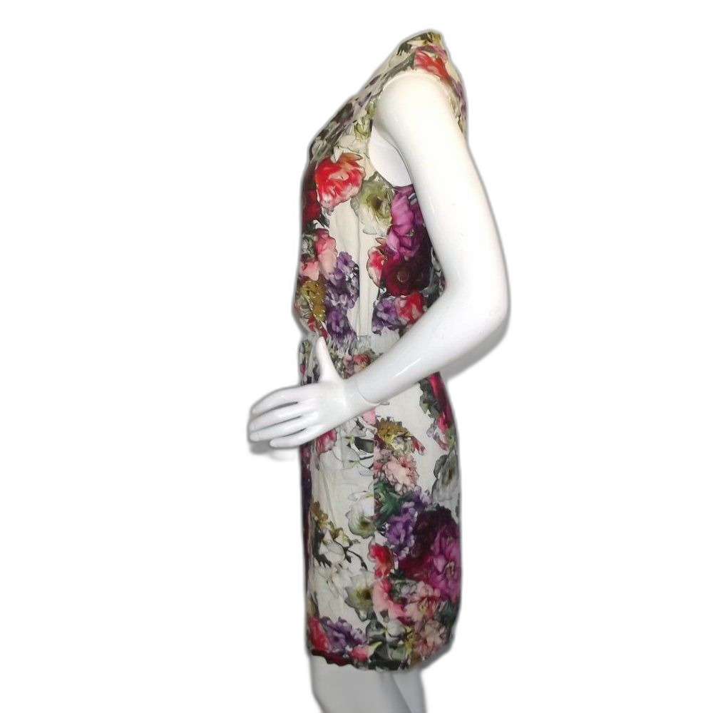 KOTON Dress, UK10/US6, White/Multicolor floral print, Stretch waist, Pockets - Picture 8 of 13